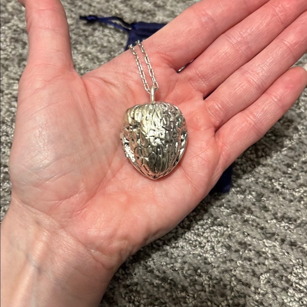 Tory Burch Silver Walnut Locket Necklace - Picture 4 of 4